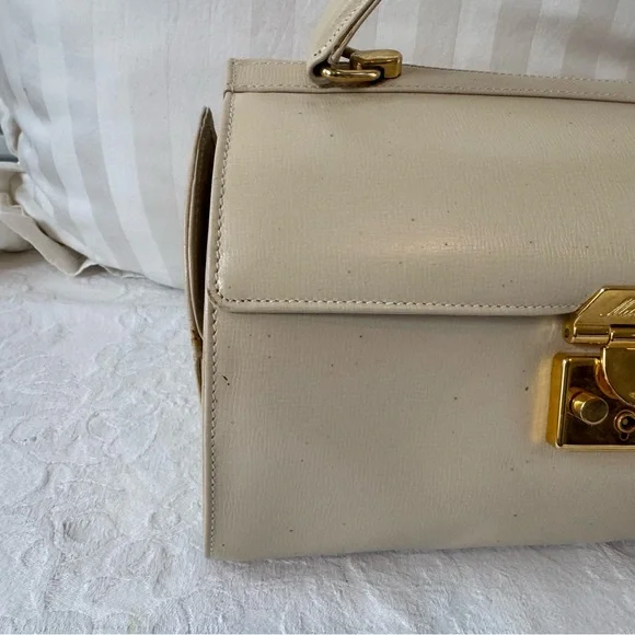 Vintage Mark Cross Handbag Cream. - Picture 3 of 8